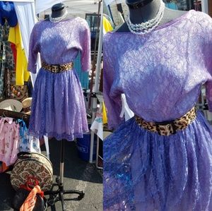 1950s Lavender Lace Party Dress szM
